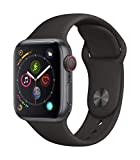 Apple Watch Series 4 44mm (GPS + Cellular) - Aluminiumgehäuse Space Grau Schwarz Sportarmband (Generalüberholt)