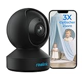 Reolink 5MP PTZ WLAN Überwachungskamera Innen, 2,4/5 GHz WiFi Baby Monitor mit Mensch/Haustiererkennung, Auto-Tracking, 3X Optischem Zoom, Indoor Kamera für Ältere Kids, 2-Wege-Audio, E1 Zoom, Schwarz