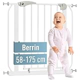 ib style® Berrin ! PREISSIEGER ! Treppengitter 58-175 cm | Ohne Bohren |Auto-Close| 90° Stop | Einhand Bedienung | 58-66 cm