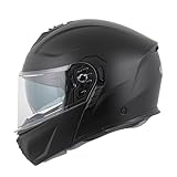 MTR K-4 Evo Klapphelm, als Jethelm & Integralhelm ECE 22.06 Geprüft, Motorradhelm mit Sonnenvisier, Visierwechsel ohne Hilfsmittel, Motorradhelm Herren & Damen, Matt Schwarz, L