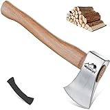 Moontay Beil Axt Outdoor Survival Axt 38cm Hochwertige Spaltaxt für Holz Scharf Wikinger Axt mit Holzgriff für Camping Bushcraft Garten