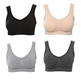 JOJOANS 4er-Pack BH Bralette Die ultimative Komfort-BH gepolstert-Nahtlose Unterstützung Komfort Sport Stretch Aktion Freizeit Hochwertige Unterwäsche, Black Nude Light-grey Dark-grey, XXL