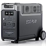 ECO PLAY 3600W Solargenerator, 3840Wh LiFePO4 Tragbare Powerstation mit USV, 3x230V AC Ausgang 3600W (7200W Peak), Powerbank mit Steckdose, Notstromaggregat für Camping, Wohnmobile