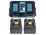 2X 18V 5.0Ah BL1850 Akku mit Ladegerät DC18RD 2-Fach Dual Schnellladegerät für Makita BL1830 BL1840 BL1850B, Makita Radio DMR100 DMR101 DMR102 DMR103B DMR104 DMR105 DMR106 DMR107 DMR108 DMR109 DMR110