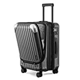 LEVEL8 Koffer Trolleys Leicht ABS+ PC Handgepäck Hartschalen-Koffer Trolley Rollkoffer Reisekoffer Erweiterbar, TSA, 4 Rollen, 55 cm, 36-42 Liter, Grau