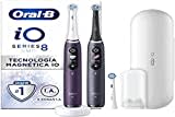 Oral-B iO 8 elektrische Zahnbürsten, wiederaufladbar, violetter und schwarzer Griff, Bluetooth-Verbindung, mit Magnettechnologie, Geschenk zum Vatertag, 3 Aufsteckbürsten, 1 Reiseetui