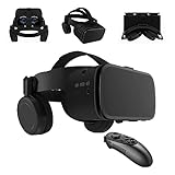 LONGLU VR Headset für Telefon Virtual Reality Headsets mit Fernbedienung, Mobile VR 3D Video Brille Brille für Filme & Spielspiele, kompatibel für iPhone Android Handys (schwarz)