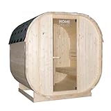 Home Deluxe - Outdoor Sauna Cube L - Maße: ca. 194 cm x 185 cm x 180 cm, Holz: Fichtenholz - inkl. Saunaofen und Saunazubehör I Gartensauna, Außensauna, Sauna Fass für 4 Personen