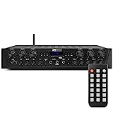 Power Dynamics PV260BT Verstärker mit Bluetooth - 6 Kanal Bluetooth-Receiver mit 600 Watt Leistung, MP3-Player, FM Radio - für Karaoke geeignet, inklusiv Fernbedienung - Schwarz