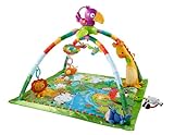 Fisher-Price Rainforest Erlebnisdecke, Krabbeldecke für Baby mit Spielbogen, Dschungel Spieldecke mit Musik und Licht, Babyspielzeug, für Neugeborene, ab Geburt, GXC35