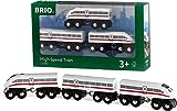 BRIO Bahn 33748 - Schnellzug Mit Sound, Holz, 3-teilig - Eisenbahnzubehör Holzeisenbahn - Empfohlen für Kinder ab 3 Jahren