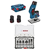 Bosch Professional 12V System Akku Kantenfräse GKF 12V-8 + 6tlg. Rand- und Kantenfräser Set