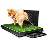 Hompet Hundetoilette mit Tablett Hundeklo für Kleine Hunde Rasenmatte Töpfchen Trainingsunterlage mit Urin Trennwand, Indoor Hundetoilette Balkon Ideal Welpentoilette für Kleine Großer Hunde (76×51cm)