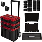 Original Einhell E-Case Tower Systemkoffer-Set (max. 120 kg, bestehend aus 3 Koffern inkl. Zubehör, Aufbewahrung & Transport von Zubehör und Werkzeug, stapelbar, verknüpfbar)