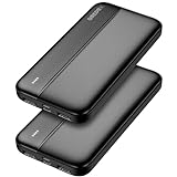 GREPRO PowerBank 10000mAh - 2 Stück, Externer Handyakkus,Power Bank Klein Aber Stark mit Type-c + Micro Eingängen Ports und 2 USB + USB-C Ausgängen Ports für Smartphones,Tablet