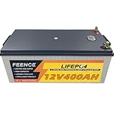 FEENCE LiFePO4 AKKU, 12V 400Ah Lithium Batterie mit LCD, Max. 5120Wh Energy Lithium-Batterie, 4000-15000 Zyklen Deep Cycle mit 200A BMS, für Wohnmobil, Solar, Marine, Boot, Off-Grid Anwendungen