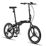 PACTO Two Klapprad 20 Zoll mit Schnelles Faltsystem (10 Sek), Aluminiumrahmen, Leichtgewicht (13KG), Shimano 6 Gänge, Doppelscheibenbremse und LED-Licht (Schwarz)