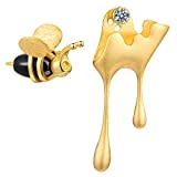 ✦ Geschenke für Frauen ✦Springlight Ohrringe Silber 925 Biene Ohrringe, Bienen Ohrringe Ohrstecker und Tropfender Honig Asymmetrische Ohrringe Bee Mama Geschenk.(Gold Bee and Honey)