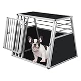 EUGAD Hundetransportbox Alu Hundebox Reisebox Autobox für große Hunde Husky Samojede Weimaraner Border Collie Chow-Chow Shetland Sheepdog B80 x H65 x T65 cm 0007LL