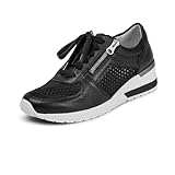 VITAFORM Bequeme Damen Schuhe - Sneaker Damen Leder - Damen Sneaker aus italienischem Hirschleder schwarz 38