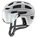 uvex finale visor V - sicherer City-Helm für Damen und Herren - mit Visier - inkl. LED-Licht - papyrus matt - 52-57 cm