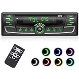 RDS Autoradio Bluetooth,Wistrue FM/AM/7 Farben Autoradio mit Bluetooth Freisprecheinrichtung, 1Din Autoradio mit USB/AUX/SD/MP3 Player Kompatibel mit iOS und Android(Mehrfarbig)