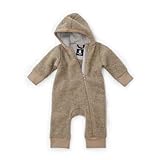 Ehrenkind® Fleeceoverall aus 100% Bio-Merinowolle, Atmungsaktiv & temperaturausgleichend, Wollfleece, Baby Overall mit Kapuze, Beige 86/92