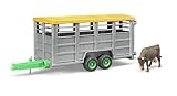 Bruder 02227 - Viehtransportanhänger mit 1 Kuh - 1:16 Tiertransporter, Anhänger, Landwirtschaft, Bauernhof, LKW, Spielzeug