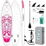 FunWater Stand Up Paddling Board Aufblasbares SUP Board mit Paddel, Flossen, Rucksack, Pumpe, Reparaturset, Leash, Handytasche