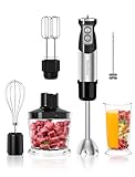 Benefast Elektrische Stabmixer 6 in 1 Stainless Steel Pürierstab Set, 1000W Stark Leistung, 12 Geschwindigkeiten & Turbo-Taste Blender für die Zubereitung von Salaten, Suppen und Teig