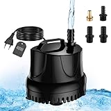 Lnicez Aquarium Pumpe 40W 3000L/H Tauchpumpe Wasserpumpe Klein Ultra Leise Teichpumpe Mini Wasserpumpen Mit 1,8m Kabel,4 Düsen Wasserpumpe Springbrunnenpumpe für Aquarien, Teich, Hydrokultur,Brunnen