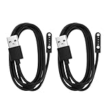 EMSea 2x 4 Pin Smartwatch USB Ladekabel Smartwatch Power Charger kompatibel mit KW88 KW18 GT88 G3 Smartwatch 1m, Schwarz