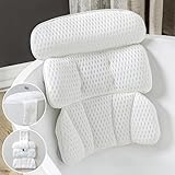 CZL Badewannenkissen Nacken Badekissen Für Badewanne Mit 8 Saugnäpfen Dreiteiliges Nackenkissen Badewanne Zubehör Badekissen Badewannen Kissen Bathtub Pillow für Badewanne - Blanc