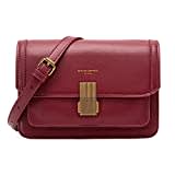 David Jones - Damen Kleine Umhängetasche - Frau Elegante Schultertasche PU Leder - Handtasche Crossbody Bag Tasche mit Klappe Drehkreuz - Handy Party Trendy Mode Clutch Abdentasche - Bordeaux Rot