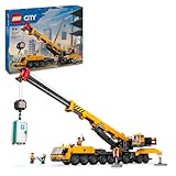 Lego City Mobiler Baukran, Bauspielzeug für Jungen und Mädchen, Geschenk für kreative Kinder, ausfahrbarer Langer Ausleger, 4 Bauarbeiter-Minifiguren für Rollenspiele 60409