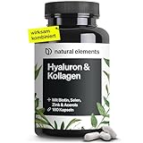 Hyaluronsäure Kollagen Komplex - 180 Kapseln - Angereichert mit Biotin, Selen, Zink, Vitamin C aus Acerola & Bambusextrakt - Laborgeprüft