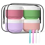 WLEAD 4 Stück Tiegel, 50ml Silikon Cremedose TSA-geprüfter Reisebehälter mit transparenter Tasche, auslaufsicher für Kosmetik Gesicht Körper BPA-frei