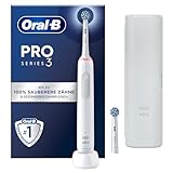 Oral-B PRO 3 3500 Elektrische Zahnbürste/Electric Toothbrush, 2 Aufsteckbürsten, 3 Putzmodi, 360° Andruckkontrolle für Zahnpflege, Reiseetui, Designed by Braun, Geschenk Mann/Frau, White