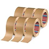 tesa 04713-00000-00 pack 4713 Paketband, Papier Klebeband zum Verschließen von Verpackungen, recyclingfreundlich und lösungsmittelfrei, Brau, 50 m x 50 mm im 6er Pack