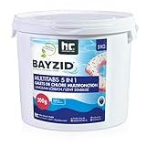 BAYZID Chlor Multitabs 5 in 1-200g Chlortabletten für Pool - 5kg - 5-Phasen Pflege & Reinigung - Made in Europe - Für kristallklares Poolwasser