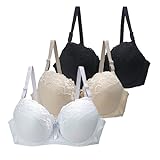 CSWH 3er Pack BH Damen mit Bügel Push Up BH Set Frauen Sexy Starker Halt Große Brüste Klassische BH Set für Damen Bequemer BH Unterwäsche Bra mit verstellbarem für Alltag