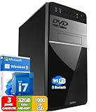 Intel i7 - Business Office Multimedia Computer mit 3 Jahre Garantie! | 32 GB RAM | 1000GB SSD | USB 3.0 | Windows 11 Prof. 64-Bit | WiFi 600 und Bluetooth 5