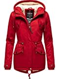 MARIKOO Damen warme Winterjacke mit kuscheliger Verstellbarer Kapuze Manolya Rot Gr. L