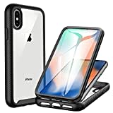 CENHUFO Hülle für iPhone X/iPhone XS, 360 Grad Schutzhülle mit Eingebautem Displayschutz, Robust Stoßfest Panzerhülle Outdoor Bumper Cover Case Transparent Handyhülle für iPhone X/XS - Schwarz