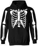 Mainfini Herren Skelett Kostüme Schwarz Pullover Hoodies Halloween Langarm Schwarz Sweatshirt with Tasche Schwarz S