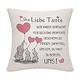 Bommex Geschenk für unsere Tante Kissenbezug für unsere Tante Geschenk für Tante von Nichte Neffe Tante Kissenbezug von Nichte Neffe Tante Geburtstagsgeschenk (Unsere Tante)