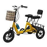 14 Zoll Dreirad für Erwachsene, Dreirad Fahrrad 3 Räder Lastenfahrrad, Tricycle for Adults Klappbar 3 Rad Fahrrad für Erwachsene & Kinder von 5.08-5.9 Fuß in der Höhe, mit Einkaufskorb & Rückenlehne