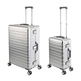 Travelhouse Oslo Alu Reisekoffer Silber S-55cm & L-75cm Hartschalenkoffer Reise Trolley Koffer Set