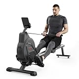 Dripex Rudergerät für das Heim-Fitnessstudio mit leiser Aluminium-Gleitschiene, 16-Fach verstellbarem Magnetwiderstand und LCD-Monitor (Schwarz)