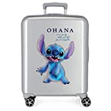 Handgepäckkoffer Disney 100 Stitch Grey, 40 x 55 x 20 cm, starres ABS, integriertes TSA-Schloss, 38,4 l, 2 kg, 4 Doppelrollen